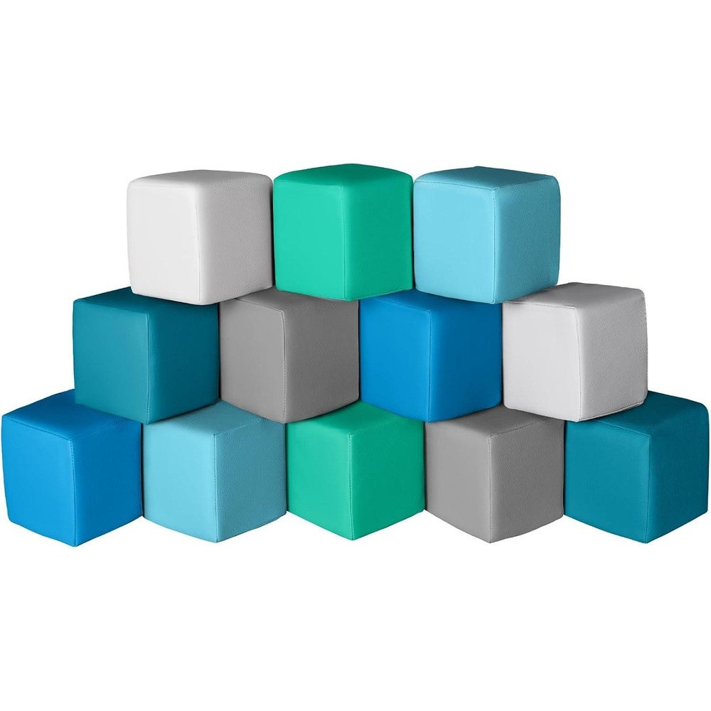 12 Piece Soft Foam Building Blocks for Toddlers PU Leather Stacking Cubes Set